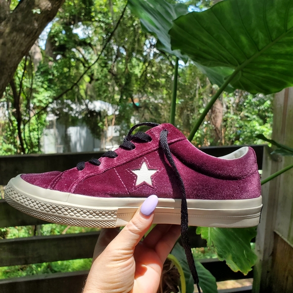 CONVERSE One Star "Ox" Maroon Velvet Low Top Sneaker 5.5/JUNIORS or 7.5/WOMENS - Picture 10 of 11